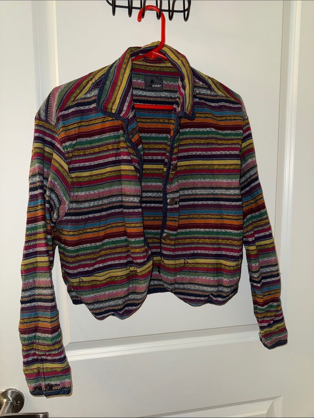 Cropped Multicolor Striped Jean Jacket - Casual Layering Piece